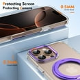 thumbnail image 3 of ELEHOLD For iPhone 16 Pro Case, Ice-Feeling Clear Magnetic Shockproof Case, Mag Safe Compatible, with 360° Rotable Ring Stand, Lens&Screen Protection, Non-Yellowing, Purple, 3 of 13