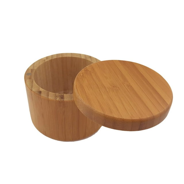 LYD Tazón de azúcar de bambú, bote de sal, tarro de almacenamiento de pimienta, recipiente para condimentos, soporte para especias con tapa LYD Azucarero de bambú