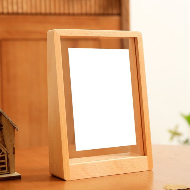 Marco de fotos de troncos de acrílico, marco de fotos trapezoidal, marco de fotos de madera maciza para decoración del hogar, exhibición de fotos moderna, ideal para fotos familiares, obras de arte y