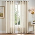 thumbnail image 1 of Juego de cortinas Jinchan de lino, 229 cm de longitud, 2 paneles, color beige que filtra la luz, 1 of 9