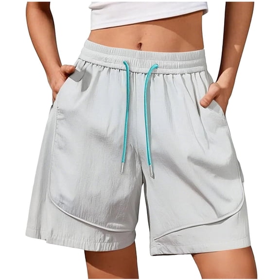 RFQWOVSR Women's 5" Inseam Athletic Shorts Loose Fit Casual Solid Color Quick Dry Gym Workout Shorts L