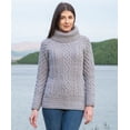 thumbnail image 2 of SAOL 100% Merino Wool Women's Aran Oversized Cable Knit Fisherman Sweater High Neck Irish Pullover Made in Ireland, 2 of 7