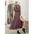 thumbnail image 6 of PRETTYGARDEN Women's Summer Wrap Maxi Dress Casual Boho Floral V Neck Short Sleeve Ruffle Hem Split Beach Long Dresses, 6 of 7