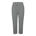 thumbnail image 6 of Gray Womens Sweatpants Women's Cotton Linen Straight Leg Pants Elastic Drawstring Casual Trousers with Pockets Summer Beach Pants Casual Pants Women, 6 of 6