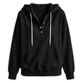 thumbnail image 6 of Turilly Women's Corduroy Henley Hoodie Half-Button Drawstring Pullover Sweatshirt with Kangaroo Pocket for Fall and Winter, 6 of 6
