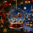 thumbnail image 2 of Christmas Snow Globe Ornament Reindeer Sleigh Scene Hanging Tree Pendant Decor, 2 of 6