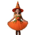 thumbnail image 4 of CONFREE Halloween Clothes Set for Toddler Girl Short Sleeve Witch Shaped Mesh Tulle Skirt With Hairband Leg Cover Hallowmas Performance Outfit Set Fall Clothing Set, 4 of 7