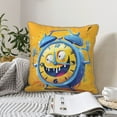 thumbnail image 6 of Susaid Funny Alarm Clock Illustration Print Velvet Throw Pillow Covers Home Art Deco Pillowcase Square Pillow Case Cushion Cover for Bed Sofa Living Room Car Indoor and Outdoor-, 6 of 8