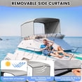 thumbnail image 3 of 3 Bow Bimini Top for Boats – Marine Grade Canvas Sun Shade, Mesh Sidewalls, 2 Removable Curtains, 4 Windproof Ropes, 2 Straps, 2 Adjustable Rear Support Poles, 1" Aluminum Frame, Zippered, 3 of 13