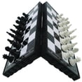 thumbnail image 1 of New Chess Board Magnetic Set Folding Travel Vintage Game Pieces Portable Carved Case, 1 of 5