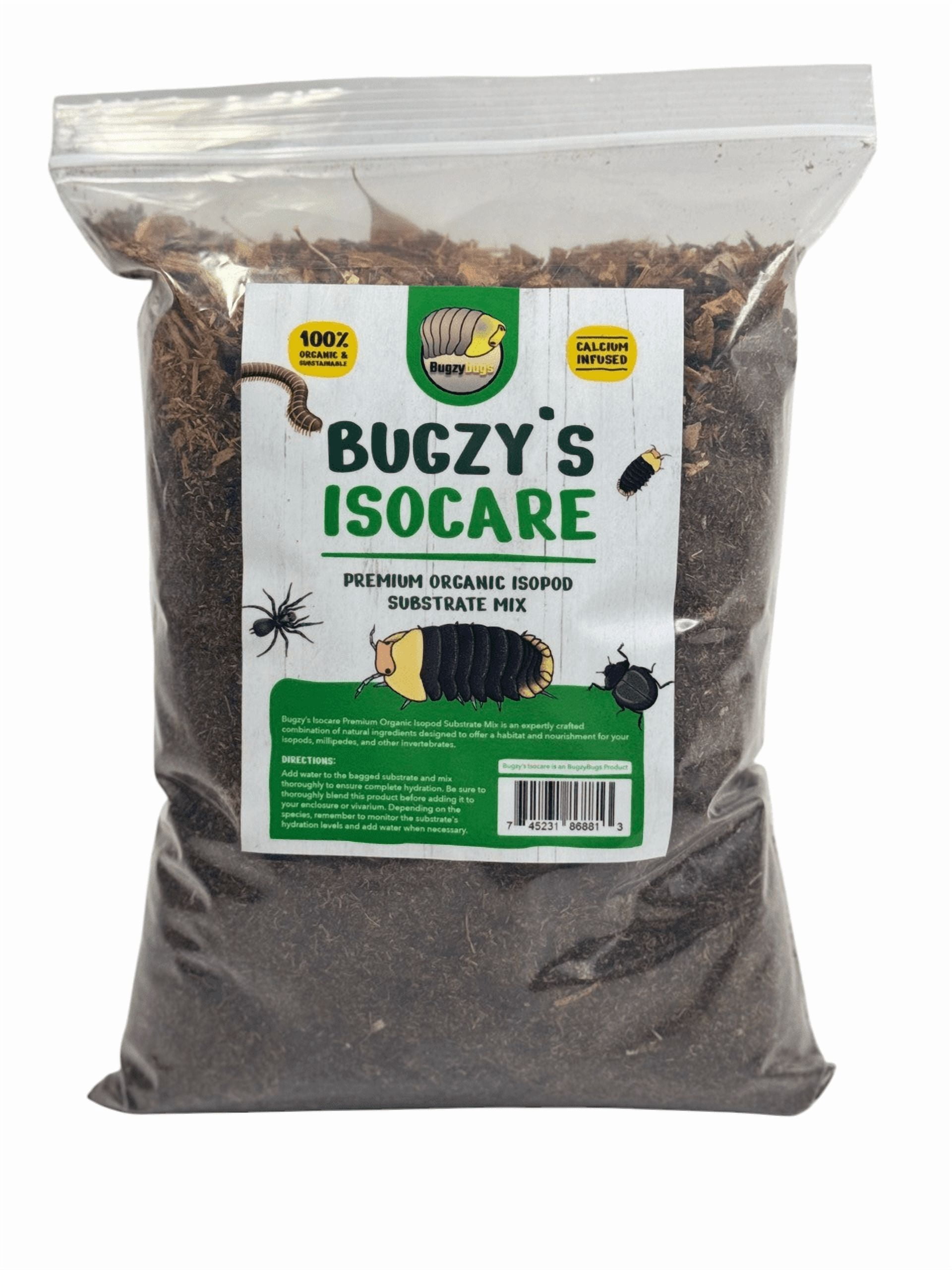 BugzyBugs Isocare Premium Organic Isopod Soil & Bioactive Terrarium Vivarium Substrate Mix (4 Quart)