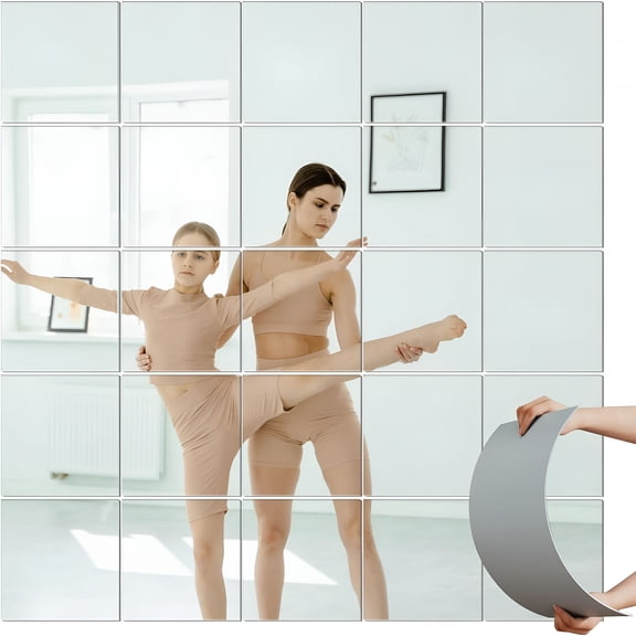 XIBUFE Gym Mirrors for Home,Acrylic Flexible Wall Mirror,12" X 12" Square Extra Thick 2Mm Safe Shatterproof Mirrors for Wall Bedroom Door Closet Mirror