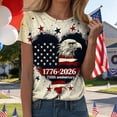 thumbnail image 2 of mgoYE Clothing for Women 250th Anniversary USA Shirt Women T-Shirt 250 Years America Anniversary Shirt Womens 250th Independence Day Freedom Shirt USA Flag Star and Stripes Tee|Beige M, 2 of 7