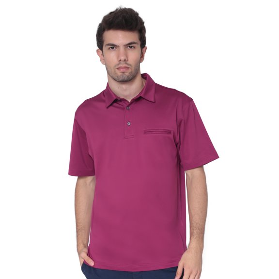 AVA Athletica Men's Classic Polo Quick-Dry Golf, Tennis, T-Shirt with Pocket; Berry; MD