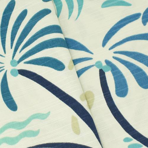 Teal/Taupe/Multi Tropical Print Canvas Home Decor Fabric, Fabric By the