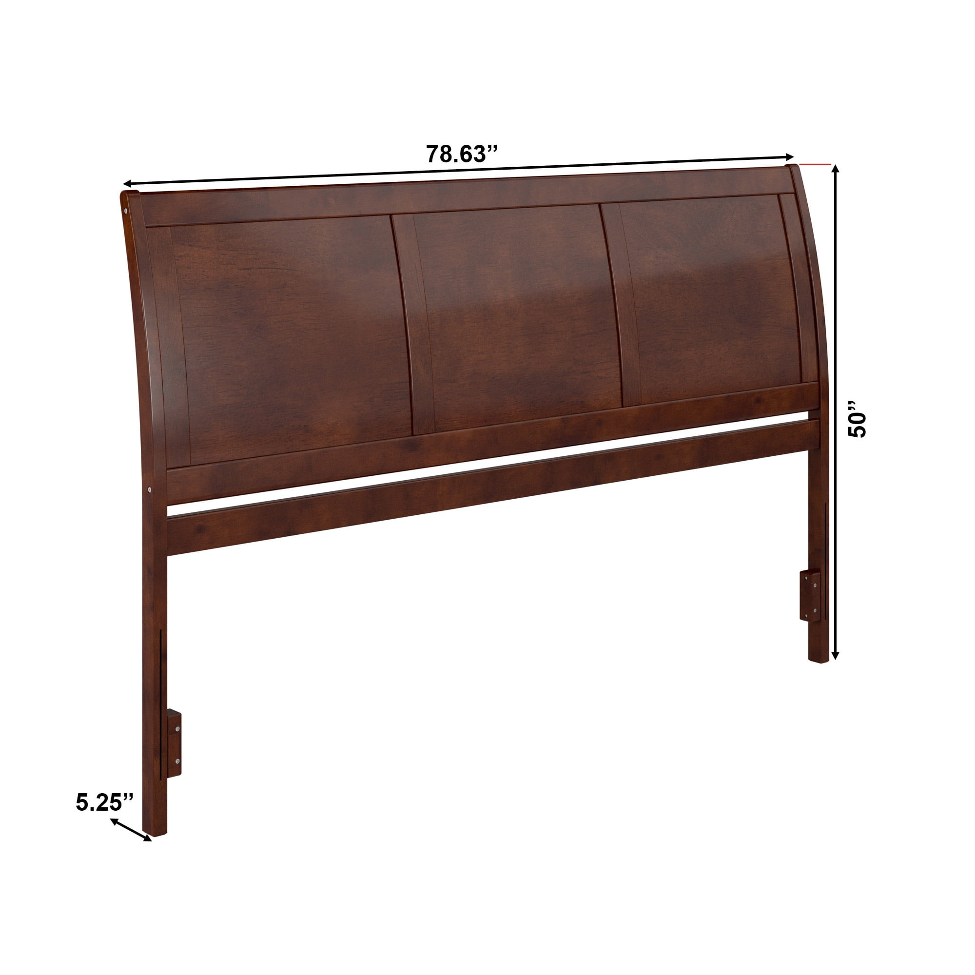 AFI Portland King Sleigh Solid Wood Panel Headboard with Attachable Charger, Walnut
