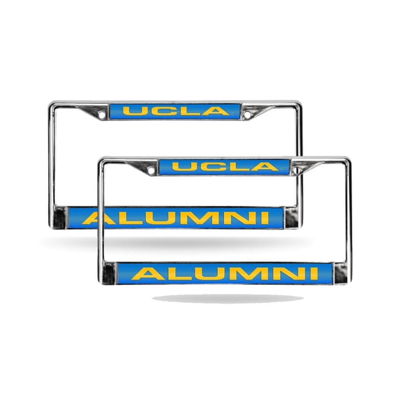 U-C-L-A Alumni Bruin's Chrome Metal (2) Laser Cut License Plate Frame Set