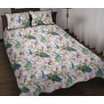 thumbnail image 1 of Juego de cama acolchado con estampado de flores rosa pavo real, 1 of 5