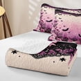 thumbnail image 4 of Manfei Skeleton Halloween Bats Bed Spread Queen,Cute Flowers Queen Coverlet Set,Purple,3-Piece, 4 of 7