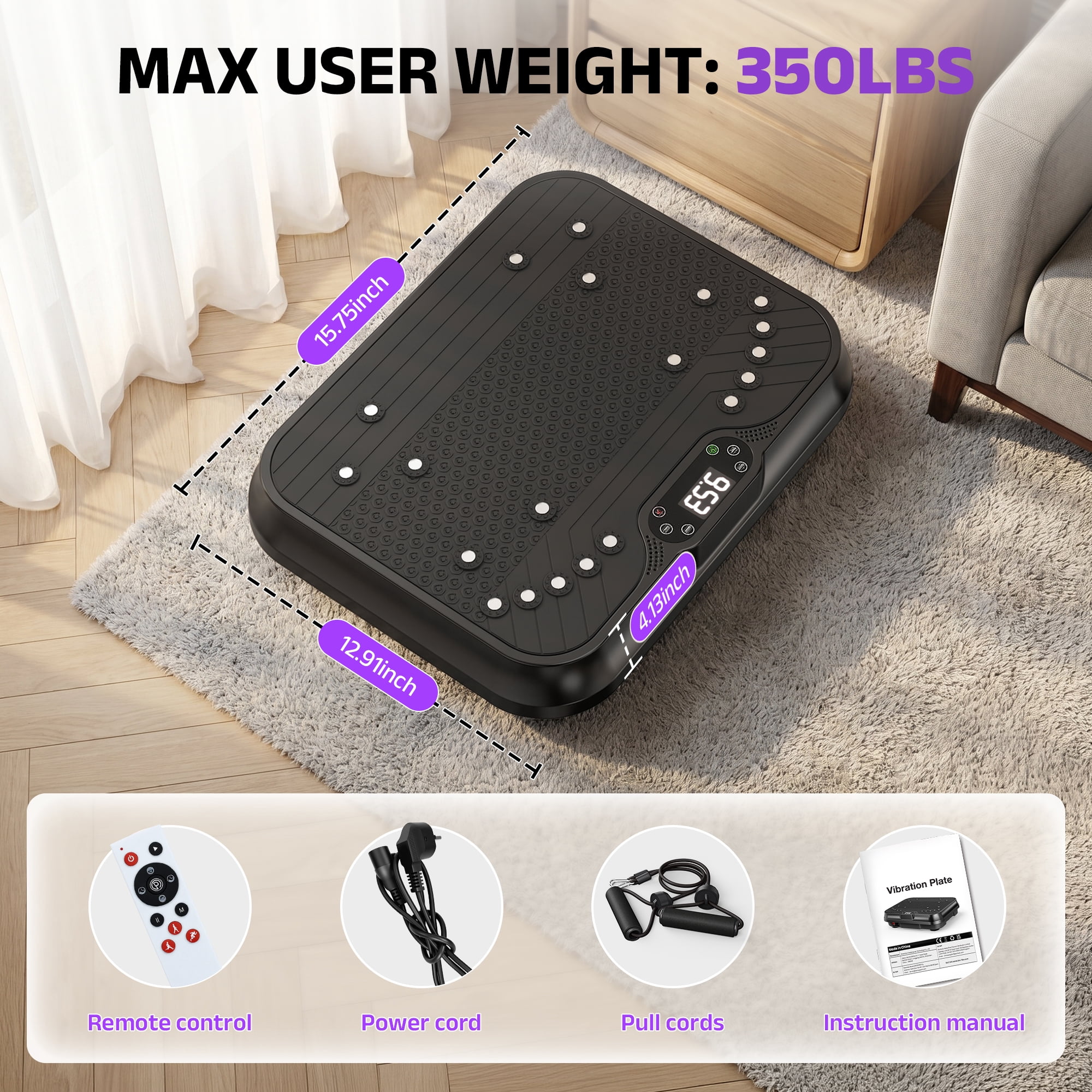 Evitormill Vibration Plate Exercise Machine, Whole Body Workout Vibration Plate for Home Fitness, 350 Lbs, Black