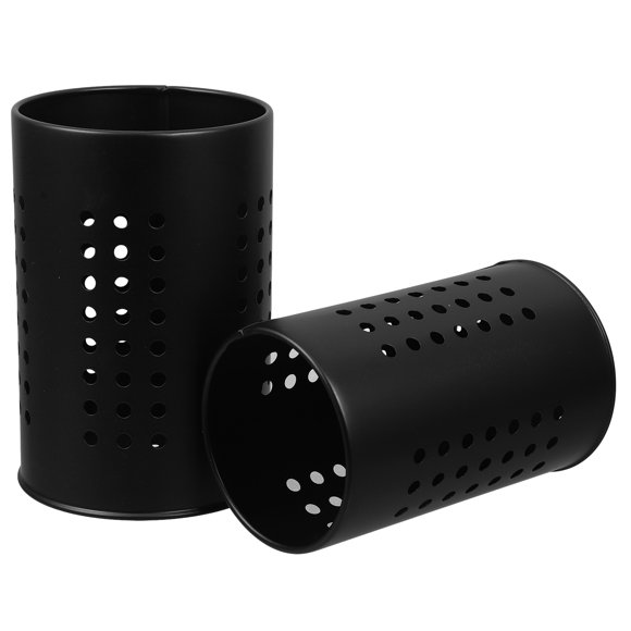 AURARMLET 2Pcs Black Stainless Steel Utensil Holder for Countertop with Ventilated Design for Kitchen Organization