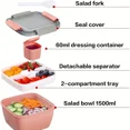 1pc/50.72oz, Portable Salad Lunch Box, Salad Bowl, With 2 Compartments