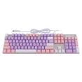 thumbnail image 3 of Teclado mecánico 104 teclas ergonómico RGB retroiluminado mecánico para juegos computadora PC teclado para Windows para sistema operativo púrpura rosa blanco azul interruptor, 3 of 14