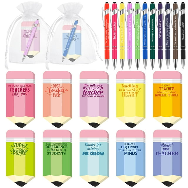 Set de bloc de notas para profesores Kosiz, 90 unidades, con forma de lápiz, bolígrafo y bolsa