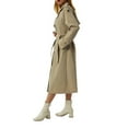 thumbnail image 4 of Women's Waterproof Double-Breasted Trench Coat Classic Lapel Overcoat Slim Outerwear Coat, 4 of 5