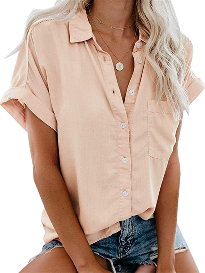 pink short sleeve shirt womens