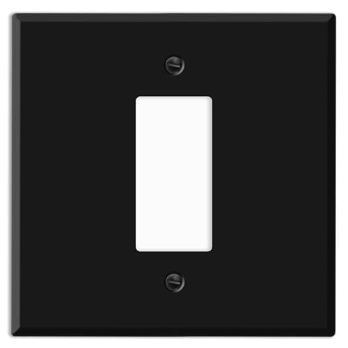 Jumbo 2-Gang GFCI Rocker Wall Plate Cover  Oversized 5.5"x5.5" Centered Faceplate, Heavy-Duty Matte Black Metal, Single Decorator Device, Screw Mount, Made in USA