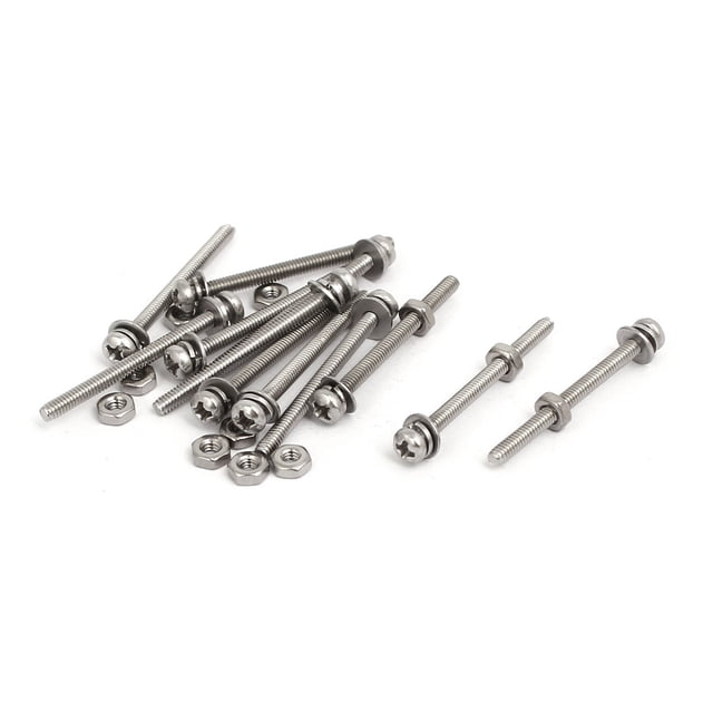 M2x25mm Tornillo de cabeza plana Phillips de acero inoxidable 304 con tuerca y arandela 12 juegos