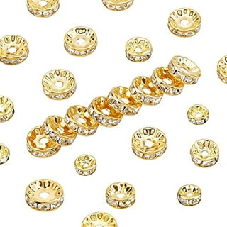14k Gold Filled Rondelle Spacer Beads with Clear Crystal Rhinestones i –  Rosebeading Official
