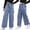 1_Blue, variant on Girls Jeans Denim Elastic Waist Staight Wide Leg Baggy Denim Pants Girls Ripped Jeans Size 7 Kids Clothes with Pockets Size 8-9 Years 6_Blue