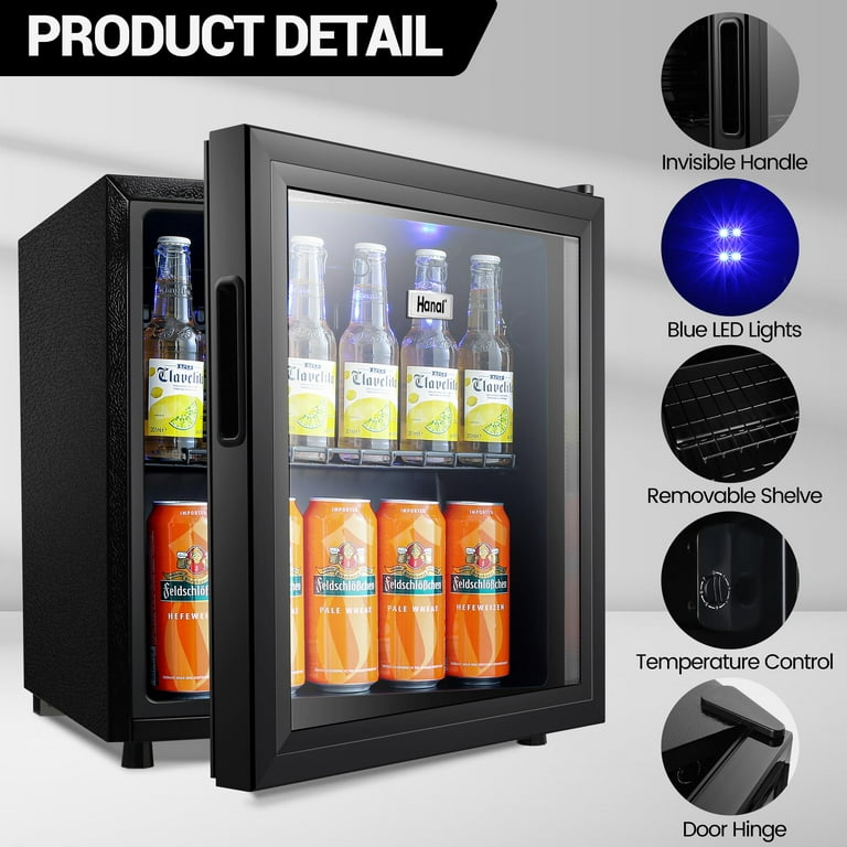 Mini fridge glass door led discount