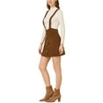 thumbnail image 4 of INSPIRE CHIC Women's a Line Button Decor Front Above Knee Suspender Skirt XS Brown, 4 of 7