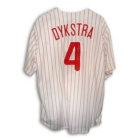 MLB - Lenny Dykstra Autographed Philadelphia Phillies Pinstripe Majestic Jersey Inscribed "93 NL Champs"