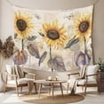 thumbnail image 2 of Sunflower Large Tapestry for Bedroom Wall Hanging Tapestry, Yellow Summer Botanical Farmhouse Flower Ceiling Backdrop Tapestries Poster Blanket Wall Decor for Teens Room Living Room Dorm 100" x 59", 2 of 8