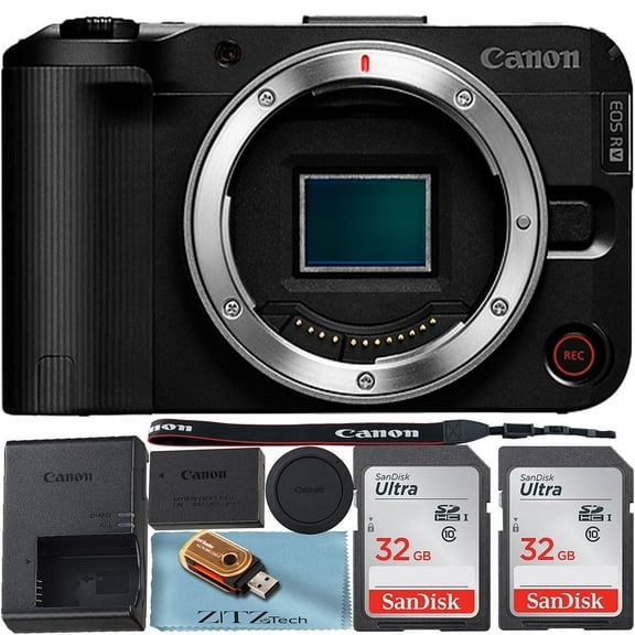 Canon EOS R50 V Mirrorless Camera (Body Only)   2 Pack SanDisk 32GB Memory Card   ZeeTech Accessory Bundle (International Version)