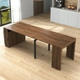 thumbnail image 3 of Modern Extendable Dining Table with Storage, Barnwood Folding Space-Saving Table with Melamine Finish, Multifunctional Convertible Sideboard Table for Kitchen, Dining Room, Small Apartment, 3 of 27
