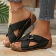 thumbnail image 6 of Yuanlong Women's Slides Sandals Platform Wedge Hollow Out Summer Sandals Leather Upper Stylish Beach Slippers, 6 of 9