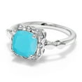 thumbnail image 2 of Gem Stone King 925 Sterling Silver Green Turquoise and White Created Sapphire Engagement Ring for Women | 2.10 Cttw | Cushion 8MM | Gemstone Birthstone | Size 8, 2 of 6