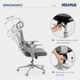 thumbnail image 3 of Nouhaus Ergo Fit High Back Ergonomic Mesh Office Chair with Adjustable Lumbar Support for Home Office & Study Room, Gray, 3 of 6
