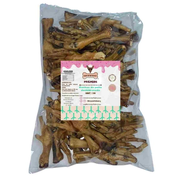 Patitas de pollo deshidratadas 1 kg, para perros de todas las razas y tamaños