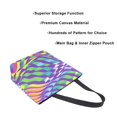thumbnail image 3 of FORMRS Womens Canvas Tote Bag with Zipper Inner Pocket Shoulder Handbag, Green Wavy Pattern, 3 of 7