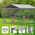 thumbnail image 3 of EuKer 10x10 ft Large Outdoor Dog Kennel with Waterproof Cover and Feeding Door for Medium/Large Dogs, Silver, 3 of 8