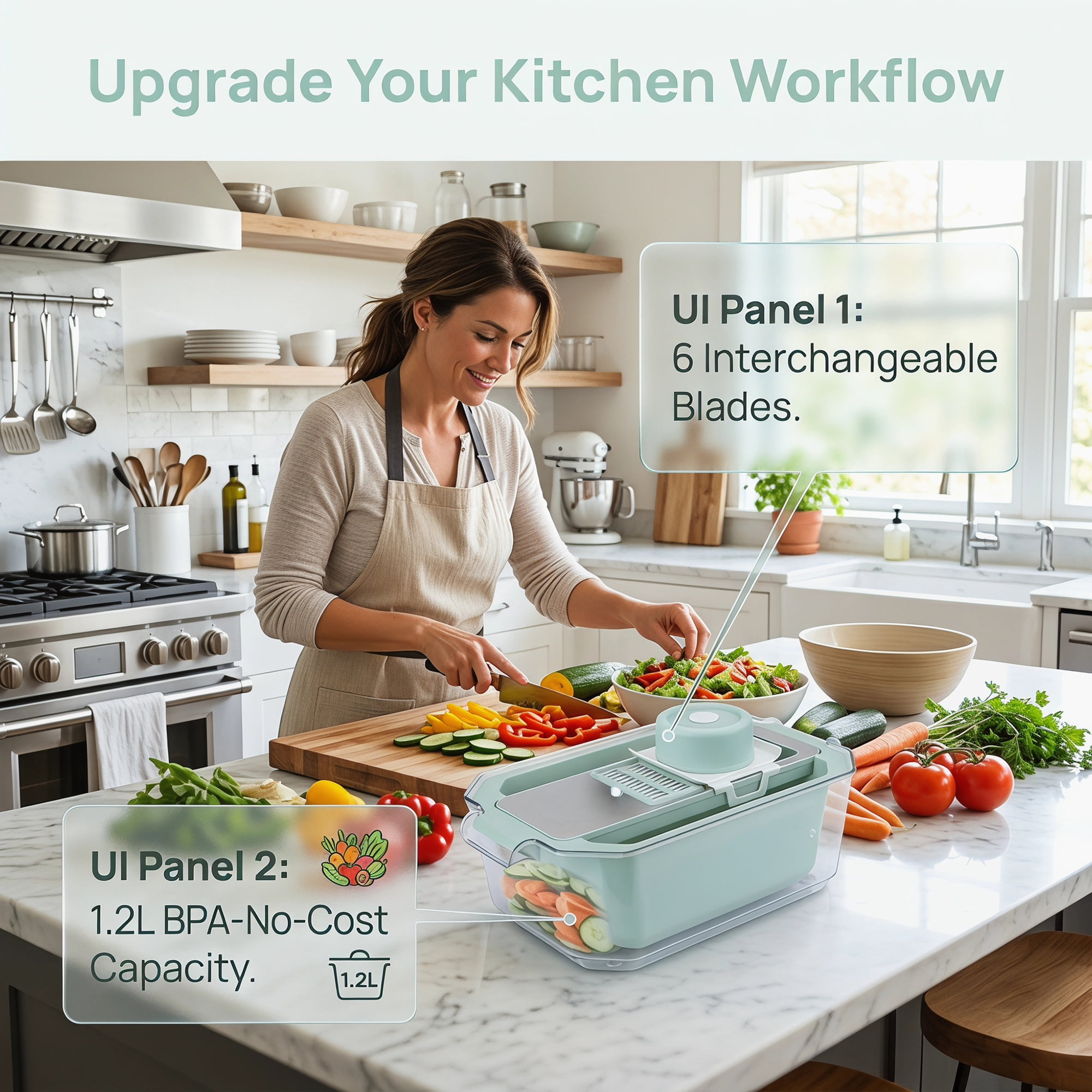 Unique Bargains Kitchen Slicer and Vegetable Chopper for Cooking 6 in 1(E) 13.4"x8.1"