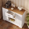 thumbnail image 3 of 45" Coffee Bar Cabinet, Buffet Sideboard with Shelves & Countertop, Storage for Kitchen & Living Room, White and Retro, 3 of 6