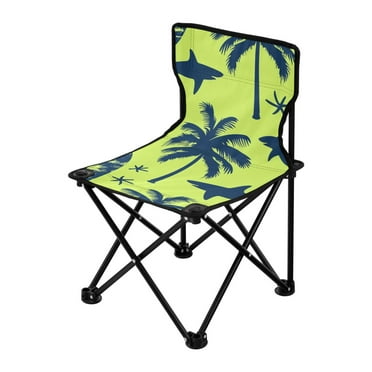 Shark and Palm Tree Portable Camping Chair Small for Kids Outdoor Folding Beach Chair Fishing Chair Lawn Chair with Carry Bag