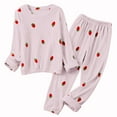 thumbnail image 5 of MVRLSH Pajamas For Women Set Cute Strawberry Print Winter Coral Fleece Pajama Set Thick Warm 2 Piece Flannel Loungewear Cozy Pink M-Xxl, 5 of 5